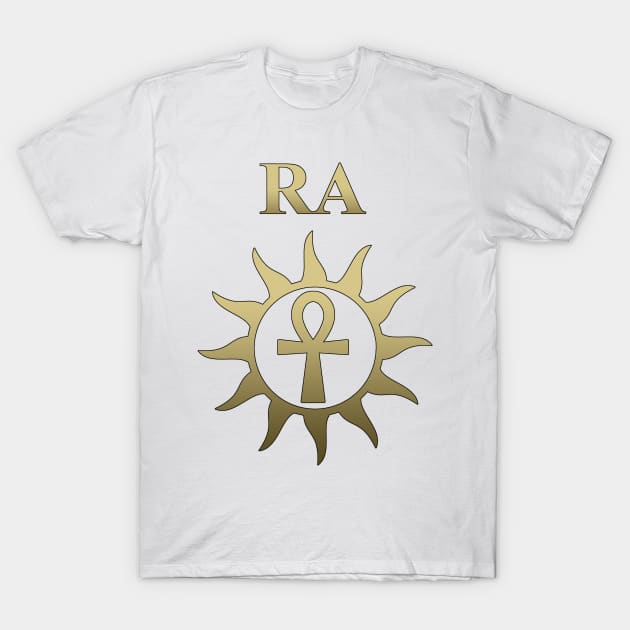 Ra Ancient Egyptian God Ankh of the Sun God T-Shirt by AgemaApparel